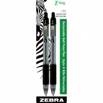 Zebra Z-Grip&trade; Retractable Ball Point Pen Medium Point Black 2/pkg