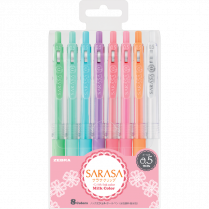 Zebra Sarasa&trade; Clip Retractable Gel Pens 0.5 mm Assorted Milk Colours 8/pkg