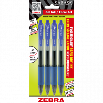 Zebra Sarasa&trade; Retractable Gel Pens 0.7 mm Blue 4/pkg