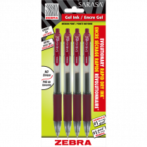 Zebra Sarasa&trade; Retractable Gel Pens 0.7 mm Port 4/pkg