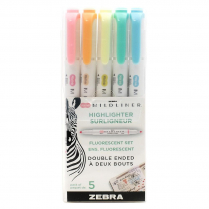 Zebra Mildliner Double Ended Highlighters Assorted Fluorescent Colours 5/pkg