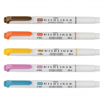 Zebra Mildliner Double Ended Highlighters Assorted Deep and Warm Colours 5/pkg