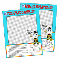 Fire escape plan grid featuring Beepa, 25/pack