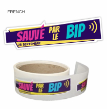 'Saved by the Beep’ Stickers – French, Die-Cut, 50 per roll