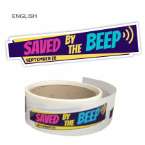 'Saved by the Beep’ Stickers – English, Die-Cut, 50 per roll