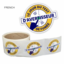 'Test Your Alarm’ Stickers – French, Die-Cut, 50 per roll