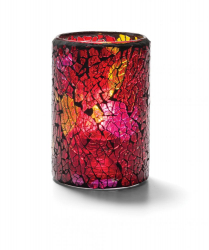Hollowick Red and Gold  Crackle Cylinder Glass Lamp (X)