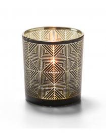 Hollowick Black & Gold Sussex Geometric Glass Votive Lamp(x)
