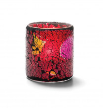 Hollowick Red and Gold Frosted Crackle Votive Glass Lamp (X)