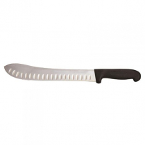 OMCAN 11-inch English G-Edge Butcher Knife with Black Handle