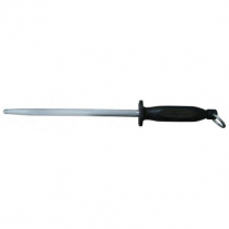 OMCAN 14-inch Round Sharpening Steel with Black Handle