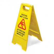 OMCAN Yellow Plastic Wet Floor Caution Sign- English/French