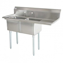 OMCAN 18" x 18" x 11" Two Tub Sink with 1.8" Corner Drain an