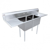 OMCAN 24" x 24" x 14" Two Tub Sink with 1.8" Corner Drain an