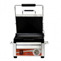 OMCAN 10" x 11" Single Panini Grill with Grooved Top and Bot