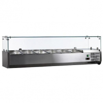 OMCAN 59-inch Refrigerated Topping Rail with Glass Guard