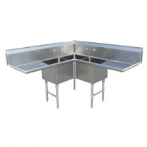 OMCAN 18" x 18" x 14" Three Tub Sink with Two Drain Boards a