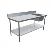 OMCAN 30" x 60" Stainless Steel Table with Right Sink and 6"