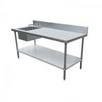 OMCAN 30" x 72" Stainless Steel Table with Left Sink and 6"