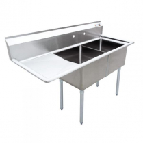 OMCAN 18" x 18" x 11" Two Tub Sink with 3.5" Center Drain an