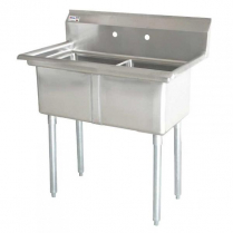 OMCAN 18" x 21" x 14" Two Tub Sink with 3.5" Center Drain an