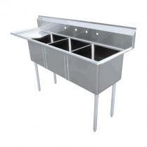 OMCAN 24x 24x 14 Stainless Steel Three Tub Sink with 3.5Cent