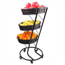 OMCAN 3-Tier Black Display Stand with 5 Wheels