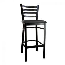 OMCAN Metal Ladder Back Bar Height Chair with Black Finish a