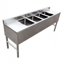 OMCAN Under Bar Sink with 4 Compartments and Left and Right