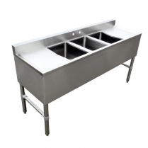 OMCAN Under Bar Sink with 3 Compartments and Left and Right
