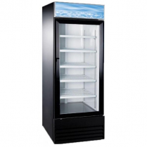 OMCAN 28-inch Single Door Black Glass Refrigerator