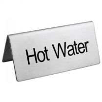OMCAN "Hot Water" Beverage Tent Sign Stainless Steel