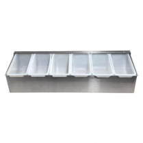 OMCAN Stainless Steel 6-Compartment Condiment Holder with Cl