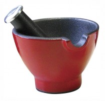 CUISTOT CAST IRON MORTAR AND PESTLE RED
