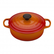 LE CREUSET SHALLOW ROUND FRENCH OVEN FLAME