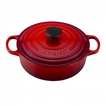 LE CREUSET SHALLOW ROUND FRENCH OVEN CHERRY