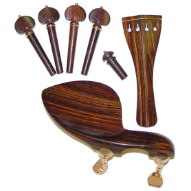 Violin Accessory Set. Rosewood, Heart Peg, VINTAGE Gold