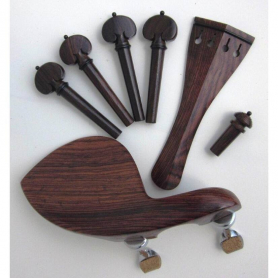 Violin Accessory Set Rosewood w/blk, heart pegs