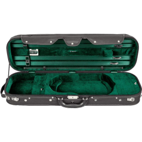 Deluxe Oblong Violin Case, 4/4, Black/Green