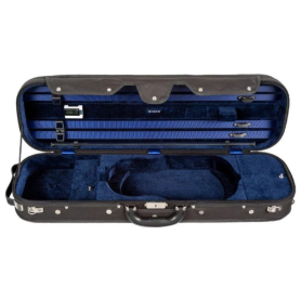 Deluxe Oblong Violin Case, 4/4, Black/Blue, by Core