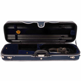 Calvert Elite Oblong Violin Case, Blue Ext, Blue Interior.