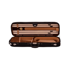 Calvert Elite Oblong Violin Case, BLACK Ext, BROWN Interior.