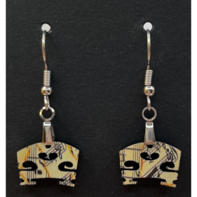 Acrylic Violin/Viola Bridge Earrings, Hypo-Allergenic Dangle