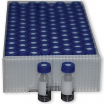 2mL Clear Vial,w/MS 9mm Blue PTFE/Sil Cap Ass. on Vial \100