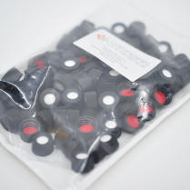13mm Black Screw Cap, Bonded Red PTFE/White Silicone