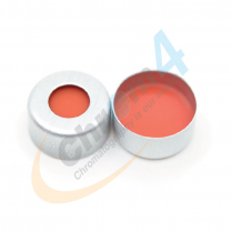 11mm Aluminum Silver Crimp Cap,1mm Clear PTFE/Red Rubber