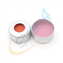 11mm Silver Crimp Cap, Nat PTFE/ Orange Silicone, 1mm Thick