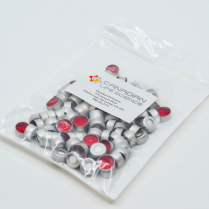 11mm Aluminum Silver Crimp Cap, Red PTFE/White Silicone