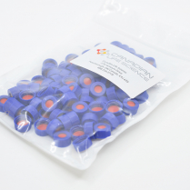 9mm Blue Screw Cap, Bonded, Clear PTFE/Red Rubber