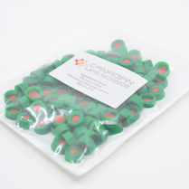 9mm Green Screw Cap, Bonded, Clear PTFE/Red Rubber